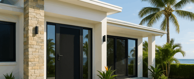 Ensuring Strength: The Role of Rigorous Testing in Security Door Performance 4 A modern coastal home on the Gold Coast with sleek black Crimsafe security doors and windows
