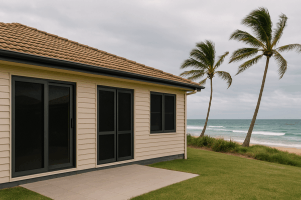 Gold Coast home near the beach fitted with corrosion-resistant security screens.