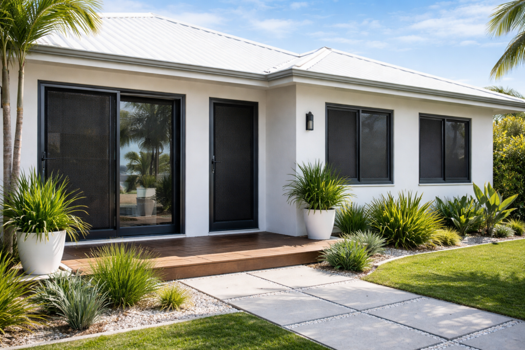 A hand reaching through a pet door toward keys inside, illustrating a commonly overlooked security risk.